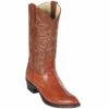 Cognac Ostrich Leg R-Toe Cowboy Boot