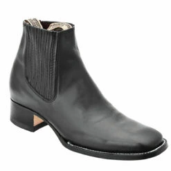 Mens Black Square Toe Ankle Boots