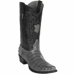 Grey Caiman Boots - Snip Toe