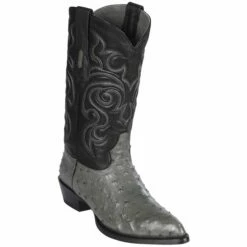 Grey Ostrich Cowboy Boot J-Toe