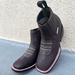 Woman's Ankle Square Toe -cowboy boots shop AbolengoLadiesCrazyChocolateAnkleBootsNatural